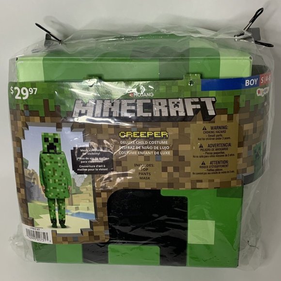 Minecraft Creeper Deluxe Child Costume Mesh Eye Plate Size 4/6 Small - Picture 8 of 11